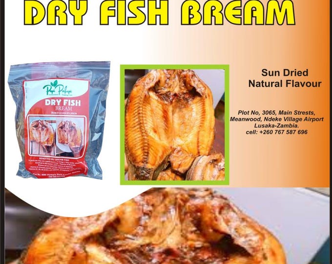 African Dried Bream Fish: Zambia Kafue & Luangwa Rivers - 5 Pieces per packet