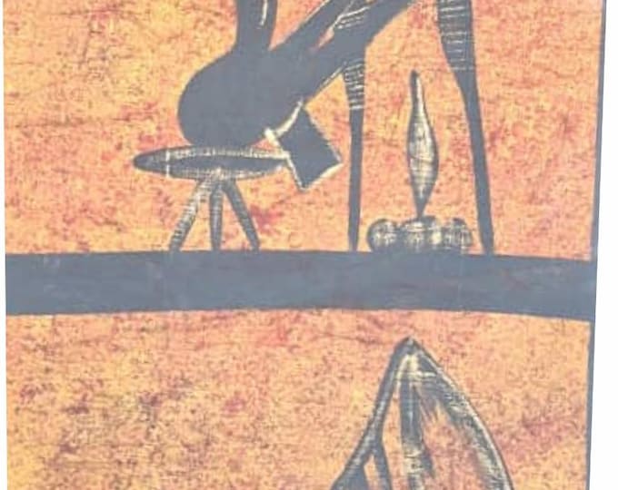 African Man Art, Handmade Cotton Canvas Water Painting (32cm x 55cm)