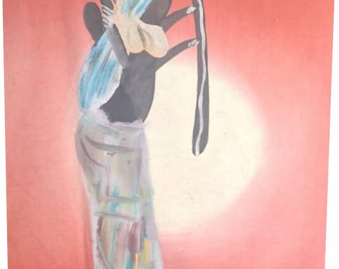 Handmade African Woman Water Painting on Cotton Canvas (45cm x 65cm)