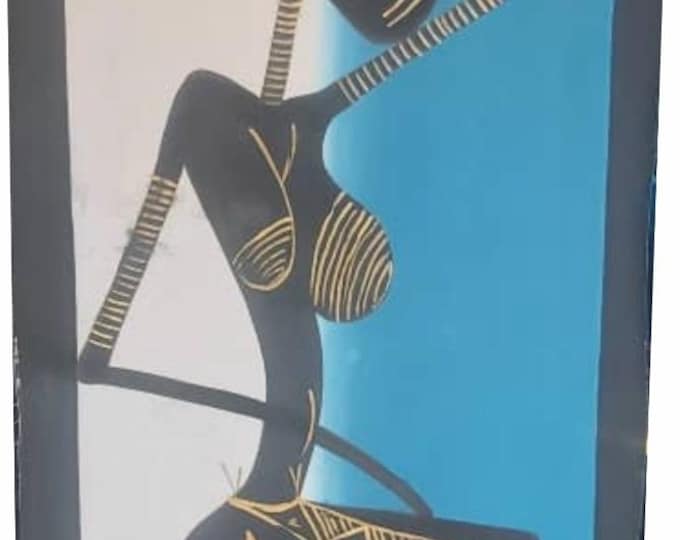 Handmade African Woman Oil Painting, Zambian Art, Wall Decor (35cm x 91cm)