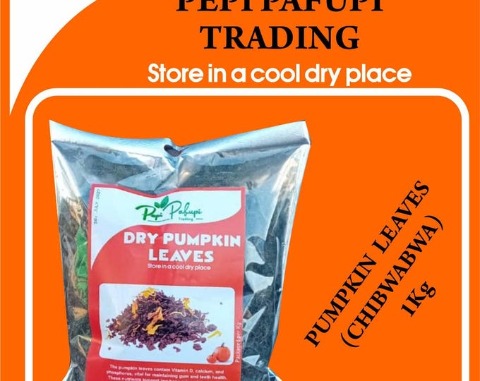 African Sun-Dried Organic Vegetable Pumpkin Leaves locally called Chibwabwa from Zambia - 1Kg  per Packet