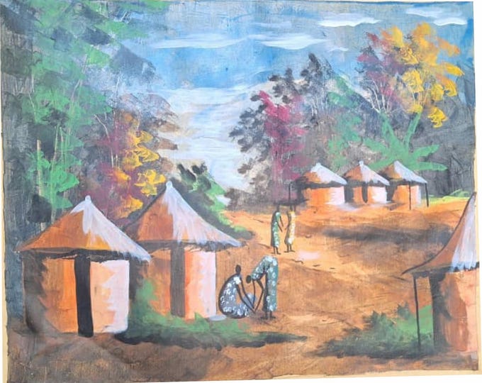 African Village Oil Painting on Canvas (57cm x 70cm)