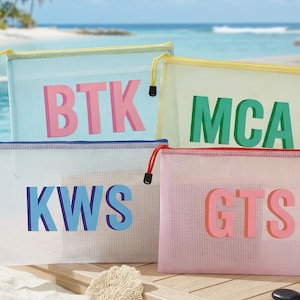 Personalized Waterproof Beach Pouch, Summer Pool Bag, Travel Zipper Bag, Bridesmaid Beach Pouch, Bachelorette Gift for Women