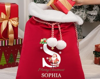 Bolsa de regalo personalizada para fiestas navideñas, saco navideño de terciopelo para niños y adultos, saco navideño familiar, bolsa de regalo para fiestas, recuerdos para fiestas navideñas.