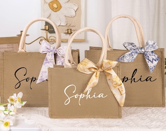 Personalized Burlap Bridesmaid Bag,Beach Tote Bag with Name,Bridesmaid Burlap Bag,Bridesmaid Proposal,Bridal shower Bag,Bridesmaid Gift Idea