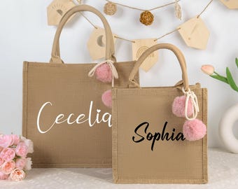 Bolsa de arpillera personalizada para dama de honor, bolsa de playa con nombre, bolsa de arpillera para dama de honor, propuesta de dama de honor, idea de regalo para dama de honor, bolsa para despedida de soltera