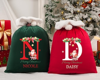 2025 Personalized Santa Sack,Christmas Gift Bag for Kids and Adults and Pet,Christmas Gift Bag for New Year,Santa Sack Gift Bag with Name26