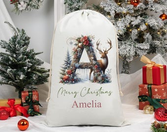 Saco de Papá Noel personalizado, bolsa de Navidad personalizada, bolsa de regalo para niños y adultos, saco de regalo navideño de hadas, saco de Papá Noel 23