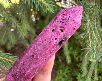 Honeycomb Ruby Tower Crystal Point Root Chakra Heart Chakra UV Light Reactive