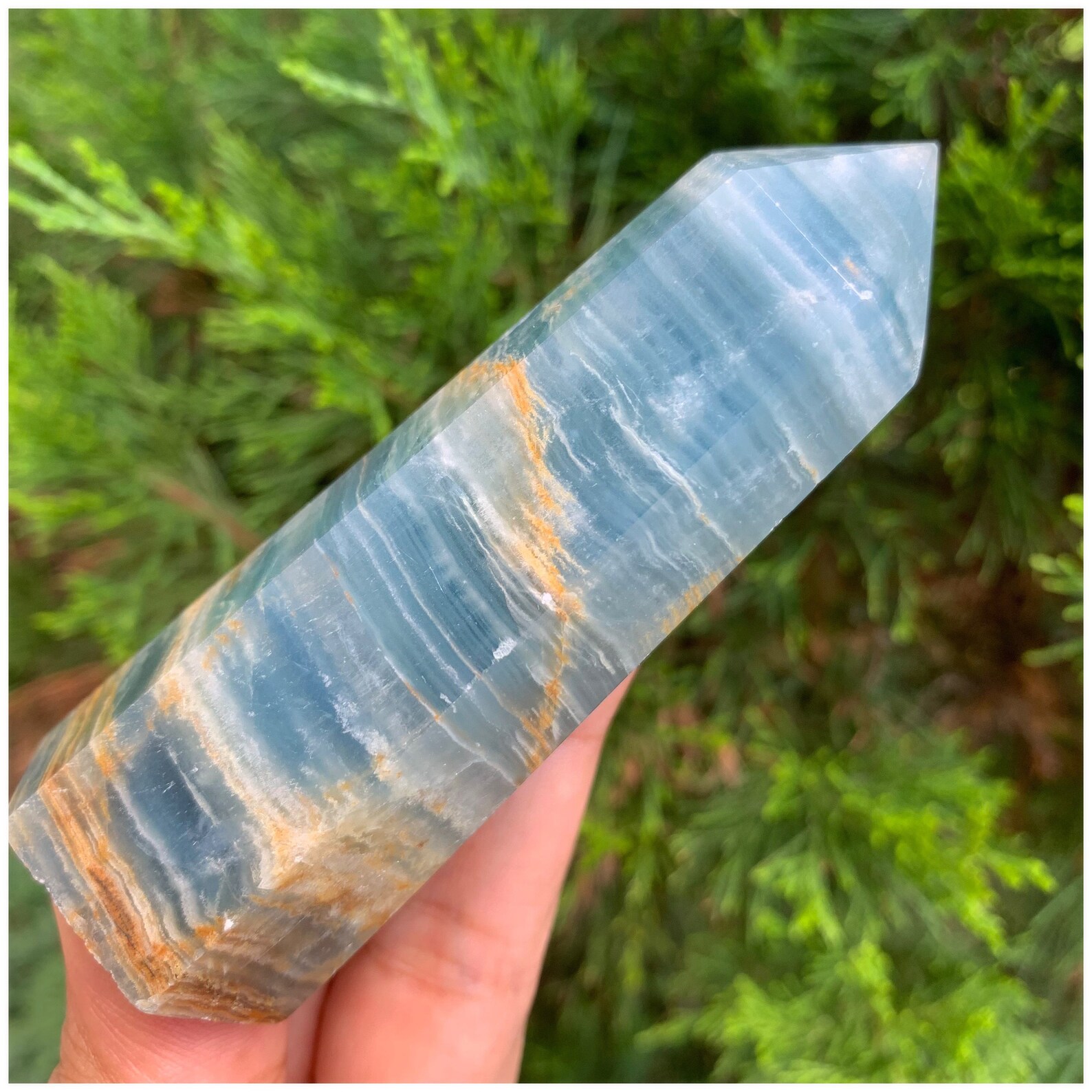 Blue Onyx Tower Crystal Point With Natural Sides Throat Chakra Etsy