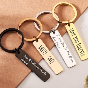 Personalisierter Schlüsselanhänger, Schlüsselanhänger mit Gravur, Schlüsselanhänger mit Gravur, Bar Schlüsselanhänger, Geburtstagsgeschenk für Papa, Vatertagsgeschenk für ihn