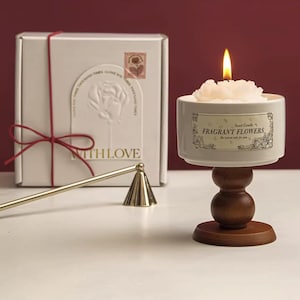 Camellia Flower Candle: Handmade Soy Wax with Rose or Peach Oolong Scent