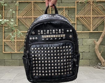 GOTHX Black Vegan Cross Mini Stud Backpack - Witchy Gift - Goth