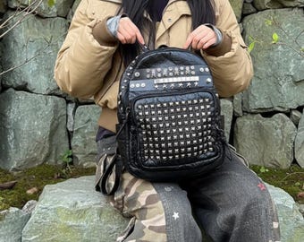 GOTHX Black Vegan Cross Mini Stud Backpack - Witchy Gift - Goth