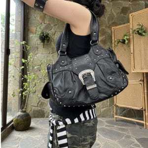 バッグ Y2K Studs Shoulder Bag Black Leather Y2k Studs Bag - Etsy Australia