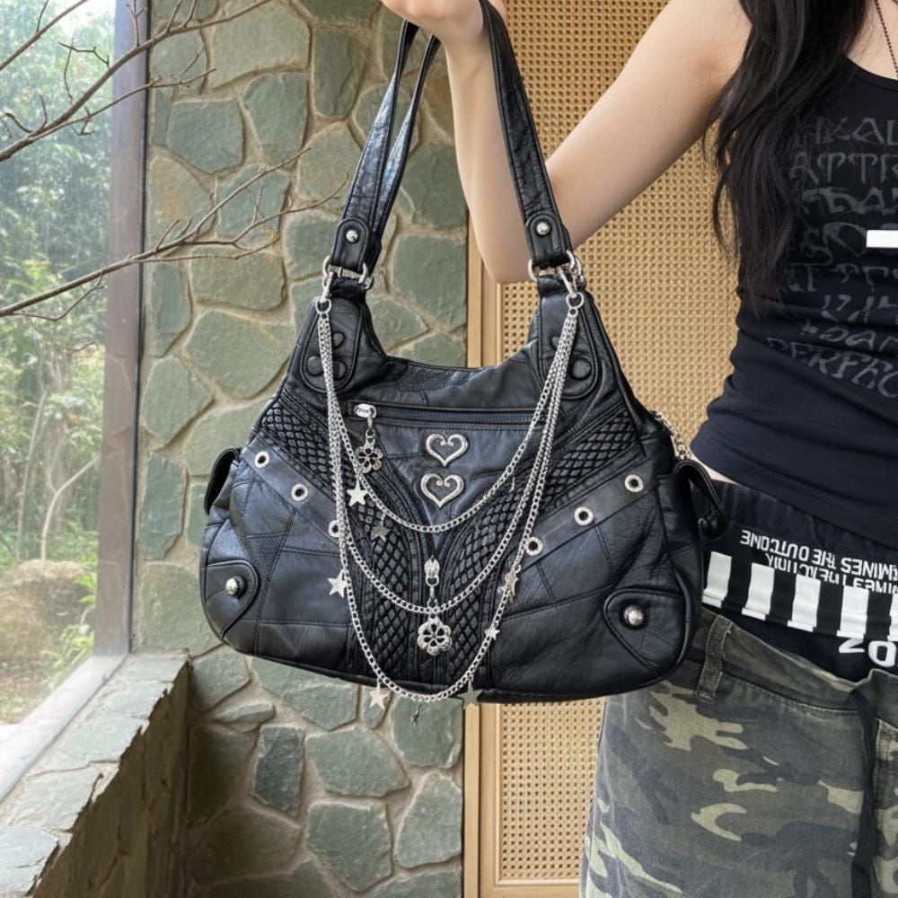 y2k archive leather one shoulder bag zip Archive - archive y2k 00s