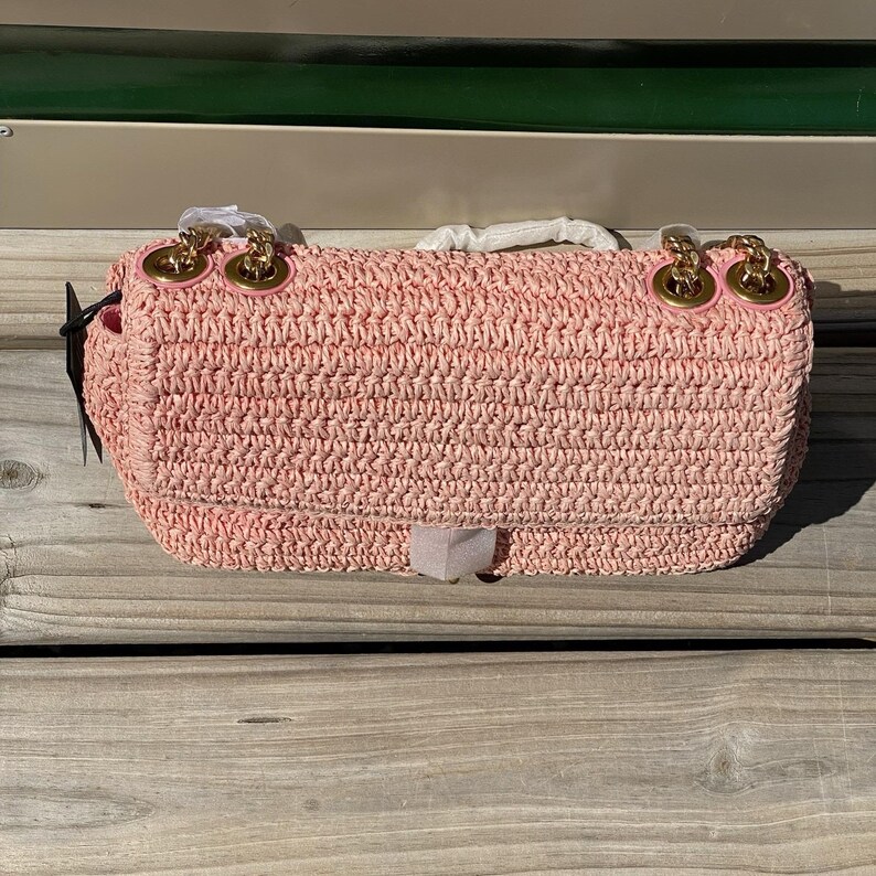 NWT Rebecca Minkoff Edie Woven Medium Crossbody Bag Rose Pink image 12