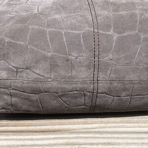 Brighton Croc Embossed Suede Hobo Shoulder Bag Braided Strap Gray image 8