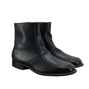 Z世代　Distressed Leather dark boots Vtg 70s Executive Imperial Side Zip Boots Men 10.5E Black Leather