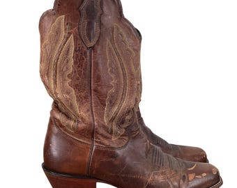 Botas vaqueras Justin Cowboy, de piel de cabra marrón, modelo L2680, fabricadas en EE. UU., talla 10 B para mujer.