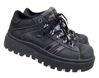 靴 00s marithe francois girbaud archive Y2K Marithe Francois Girbaud Archive Black and Grey Leather Trainers