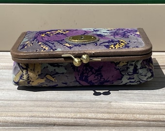 Fossilien Blumen Kisslock Kosmetiktasche Makeup Clutch Reise Vanity Case Spiegel