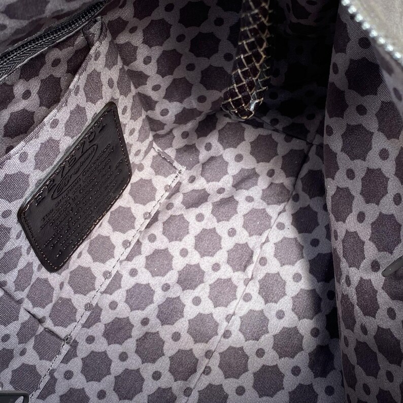 Brighton Croc Embossed Suede Hobo Shoulder Bag Braided Strap Gray image 13