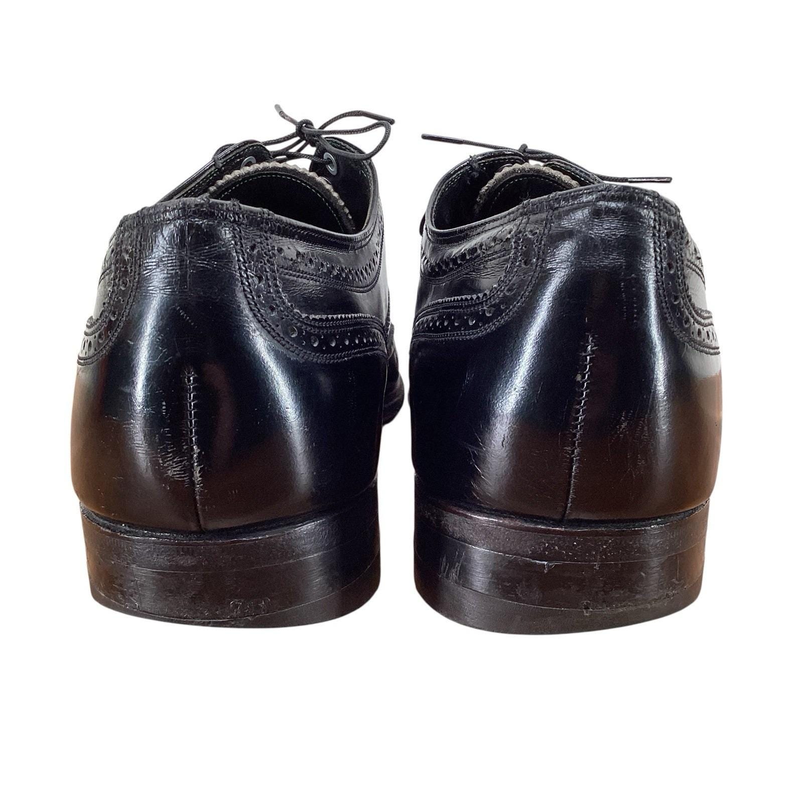 Vintage Florsheim Imperial Black Wingtips 92329 Size 12 D Made in