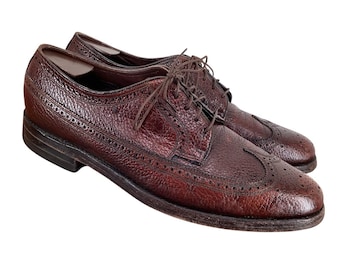 The Florsheim Shoe Brown Pebble Leather Wingtip Brogue Oxfords Men's 10.5 D