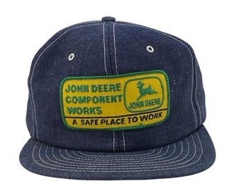 Vintage John Deere Component Works Denim Blue Snapback Hat Louisville MFG