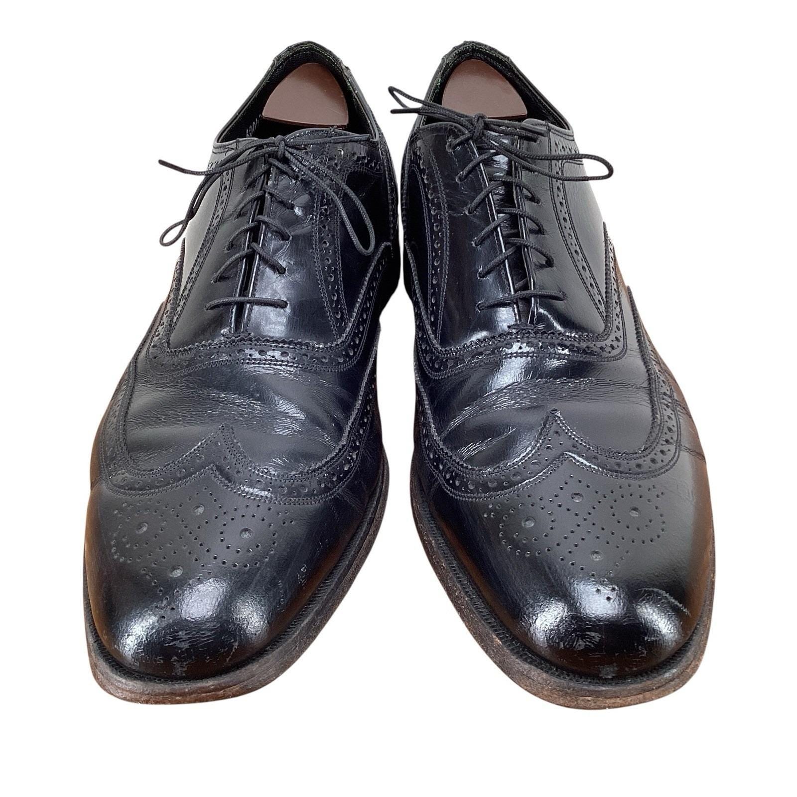 Vintage Florsheim Imperial Black Wingtips 92329 Size 12 D Made in