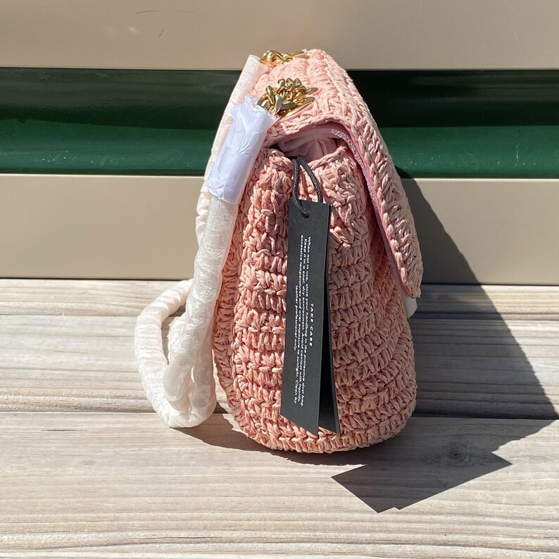 NWT Rebecca Minkoff Edie Woven Medium Crossbody Bag Rose Pink image 2