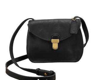 バッグ COACH Vintage Leather Black Shoulder Bag Vintage Coach Shoulder Bag Small Black Leather Purse With