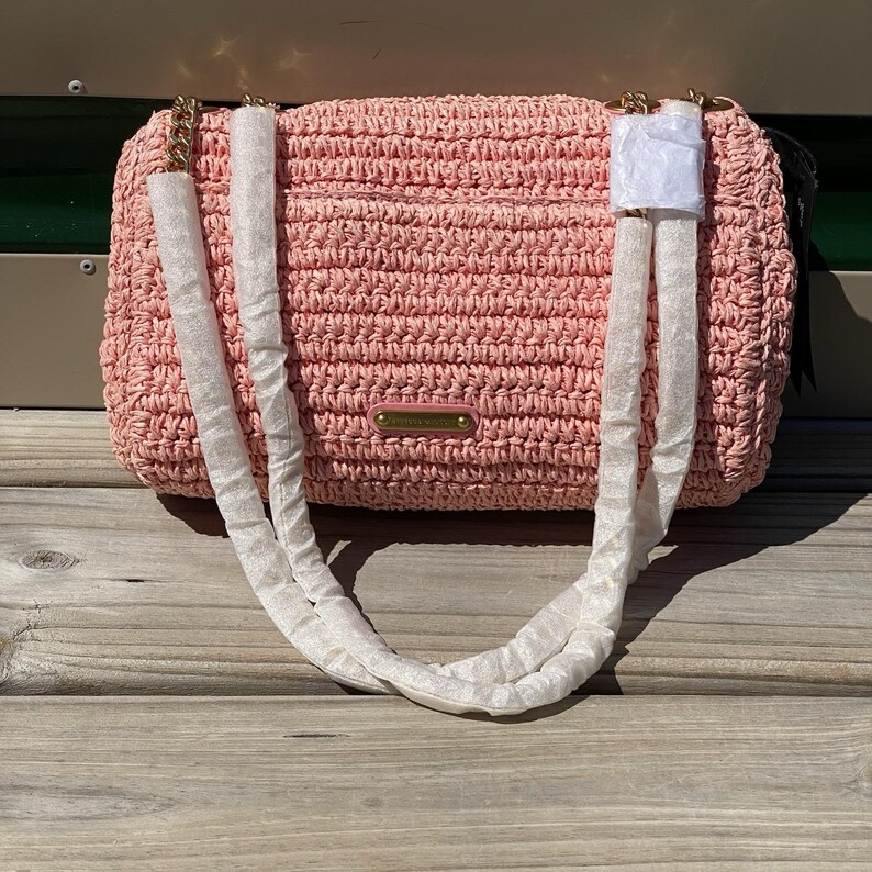 NWT Rebecca Minkoff Edie Woven Medium Crossbody Bag Rose Pink image 9