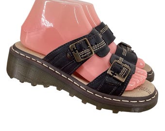 Sandalias de cuero estilo Dr. Martens Y2K de los años 90, talla 6 para mujer.
