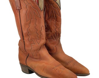 VTG Dan Post Marlboro Cowboy Boots P2551 Mens Size 9.5 E Tan  display picture 2