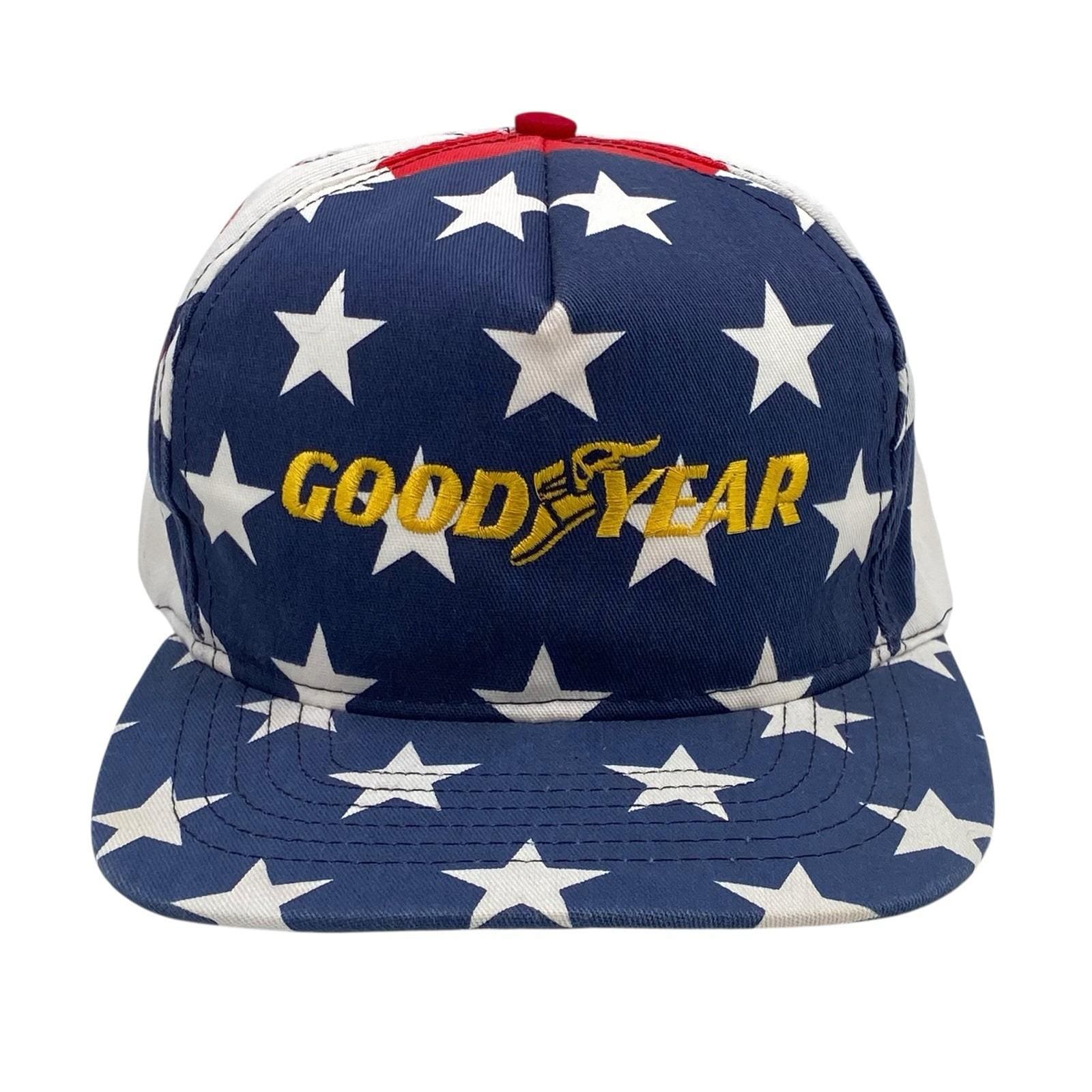 Vintage Swingster Goodyear Snapback Hat US Flag Stars Stripes