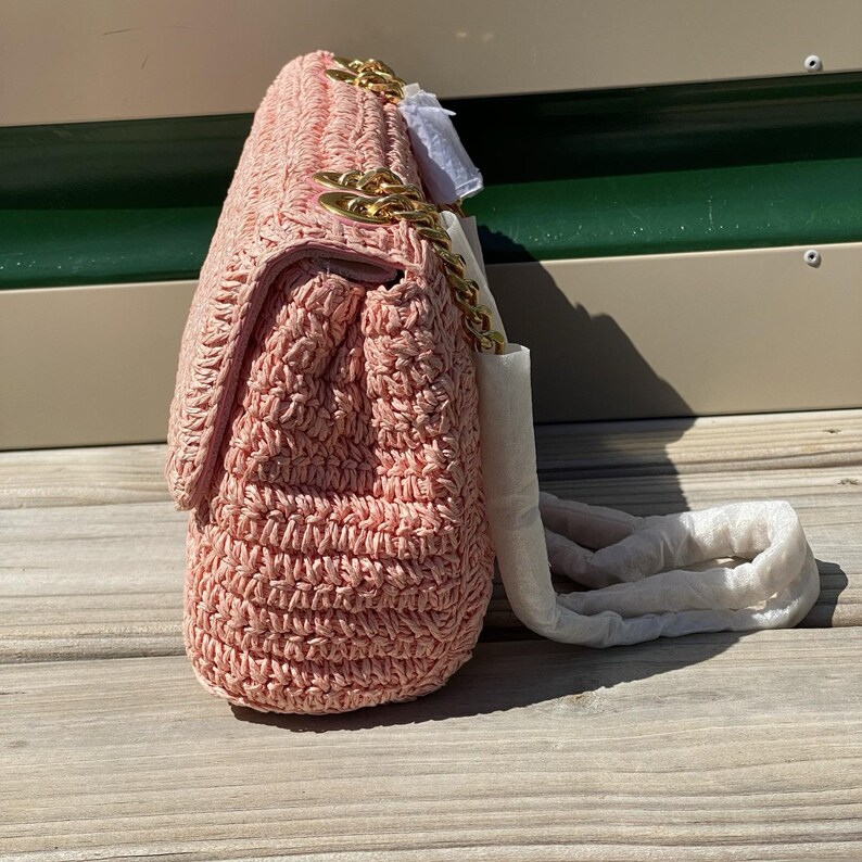 NWT Rebecca Minkoff Edie Woven Medium Crossbody Bag Rose Pink image 4