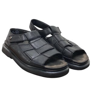 Dr. Martens Fisherman Sandal Mens 12 Black Leather Closed Toe Buckle Strap Wrenlie Grizzly Leather Fisherman Sandals in Black | Dr. Martens main image 2