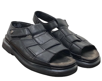 Sandalias Dr. Martens Fisherman con correa de cuero negro para hombre talla 12 9070 Y2K