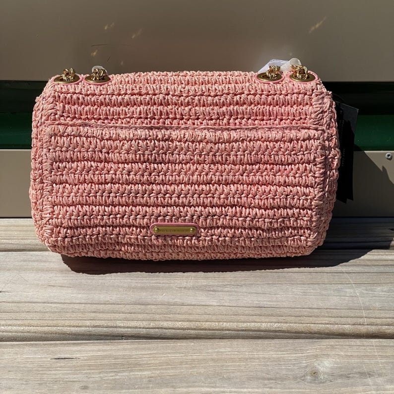 NWT Rebecca Minkoff Edie Woven Medium Crossbody Bag Rose Pink image 10