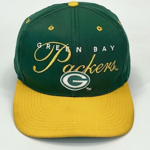 Vintage Green Bay Packers Drew Pearson Snapback Hat Script Spell Out Logo