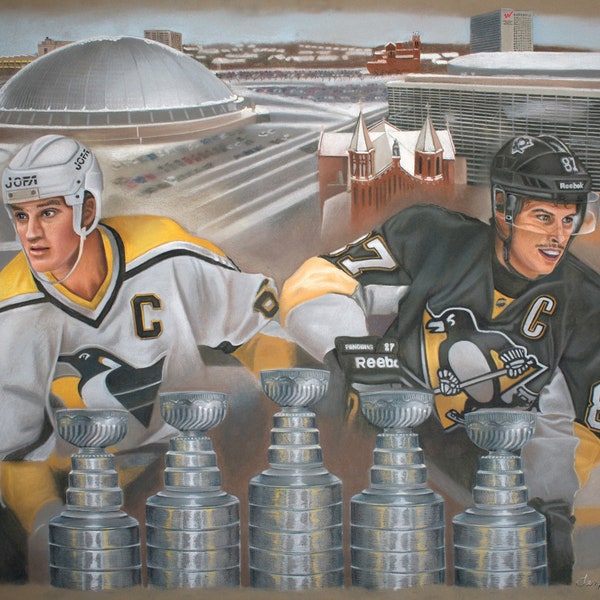 Pittsburgh Penguins Artwork by Tempy Moore Mario Lemieux & Sidney Crosby