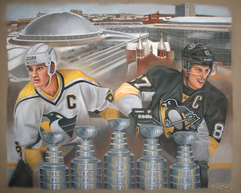 Pittsburgh Penguins Artwork by Tempy Moore Mario Lemieux & Sidney Crosby image 1