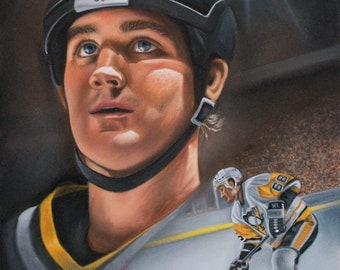 Art mural des Penguins de Pittsburgh, Mario Lemieux, Hockey LNH par Tempy Moore, couleurs d&#39;impression, cadeaux d&#39;art mural pour enfants