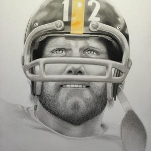 Pittsburgh Steelers Art Print of Terry Bradshaw 8x10 Print football black and white sports artwork wall art gifts
