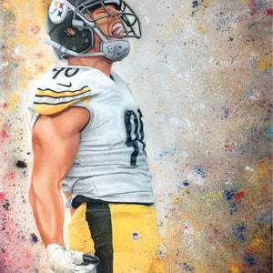LIMITED EDITION TJ Watt Art Print Pittsburgh Steelers Football Artwork Tempy Moore colors sports wall art gifts