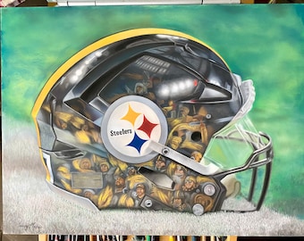 Pittsburgh Football Helmet Art Terrible Towel by Artist Tempy Moore