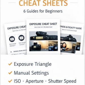 Fotografie Spiekbriefbundel – Handleiding voor handmatige camera-instellingen – Belichtingsdriehoek – DSLR-fotografie PDF – Direct downloaden