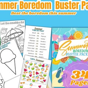 Pack lecture d'été anti-ennui - Imprimables amusants pour les enfants de 6 à 12 ans - Labyrinthe, blagues, casse-tête, jeux, chasses au trésor, cartes mémoire -